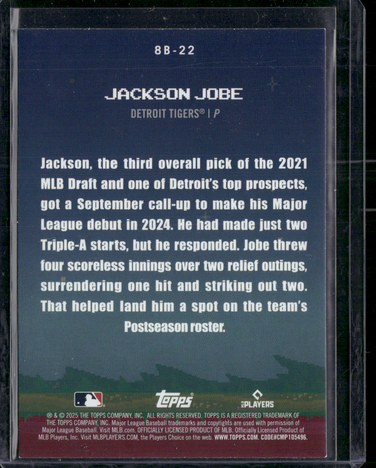 2025 Topps JACKSON JOBE #8B-22 8 BIT BALLERS Rookie RC