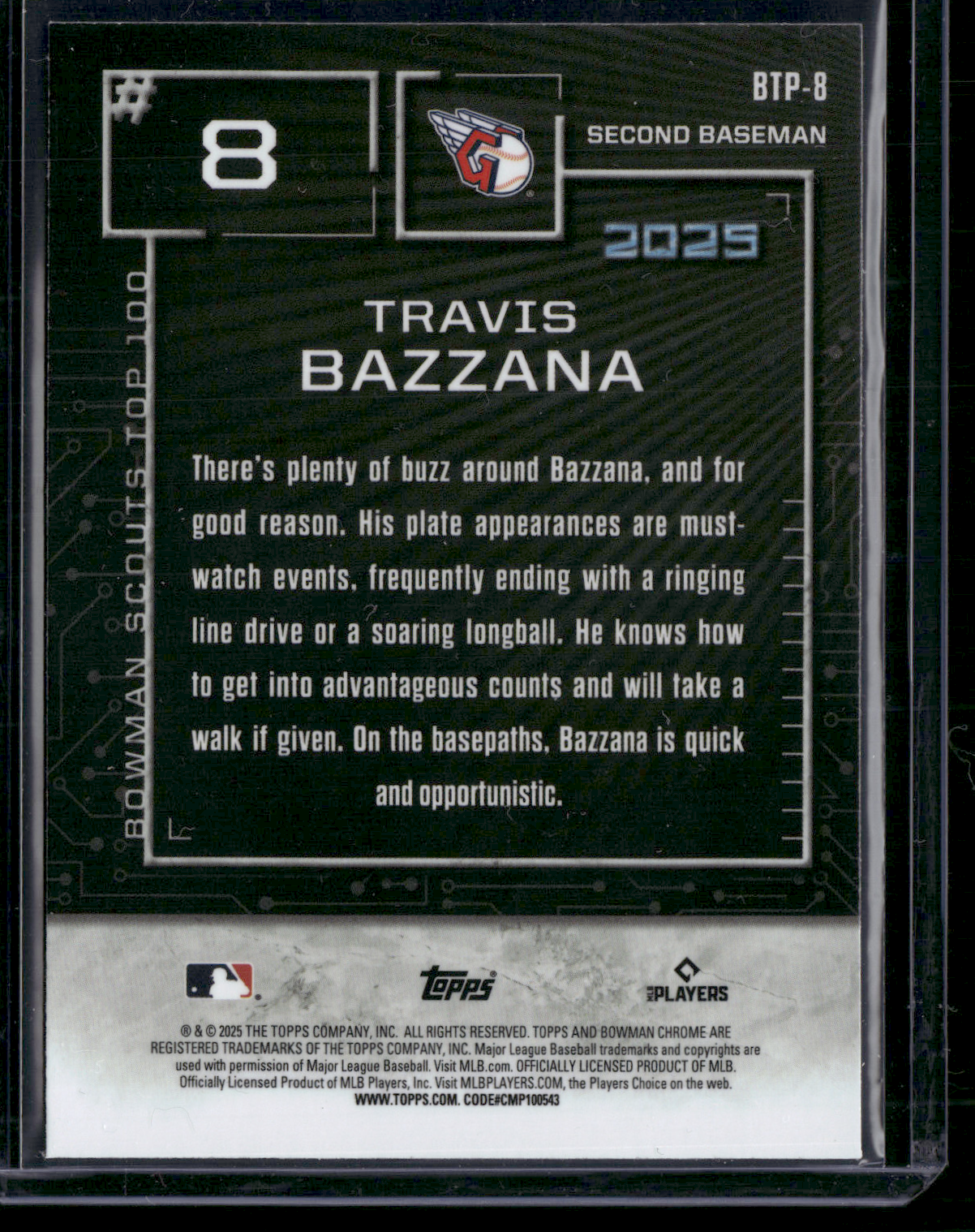 2025 Bowman TRAVIS BAZZANA #BTP-8 Top 100 Chrome