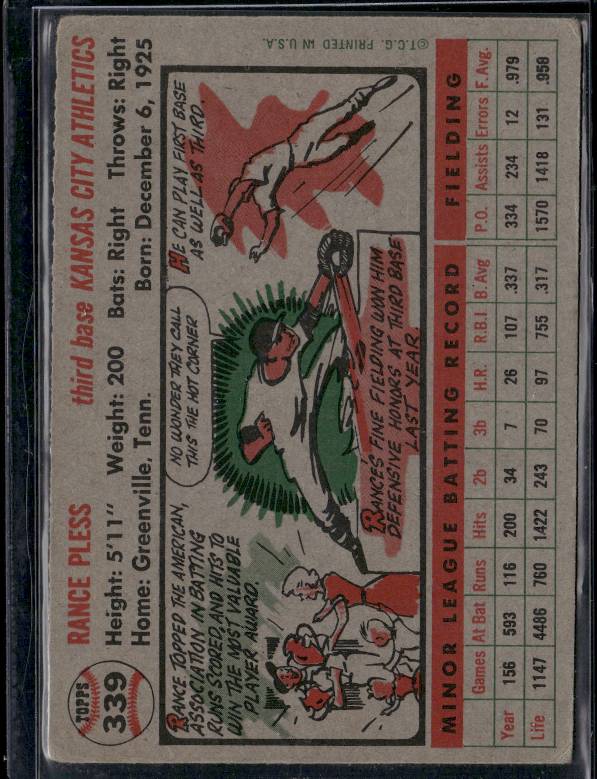 1956 Topps RANCE PLESS #339