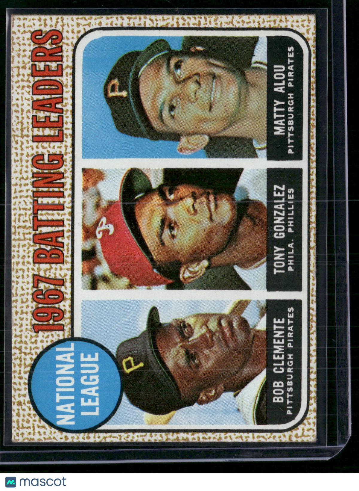 1968 Topps ROBERTO CLEMENTE/ALOU/GONZALEZ #1 1967 NL Batting Leaders (EX)
