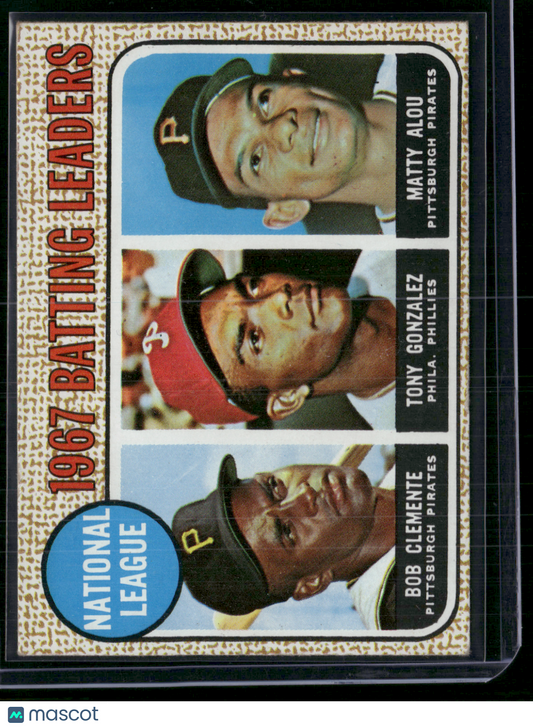 1968 Topps ROBERTO CLEMENTE/ALOU/GONZALEZ #1 1967 NL Batting Leaders (EX)