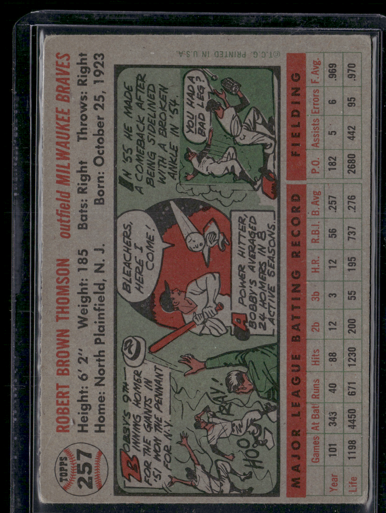 1956 Topps BOBBY THOMSON #257