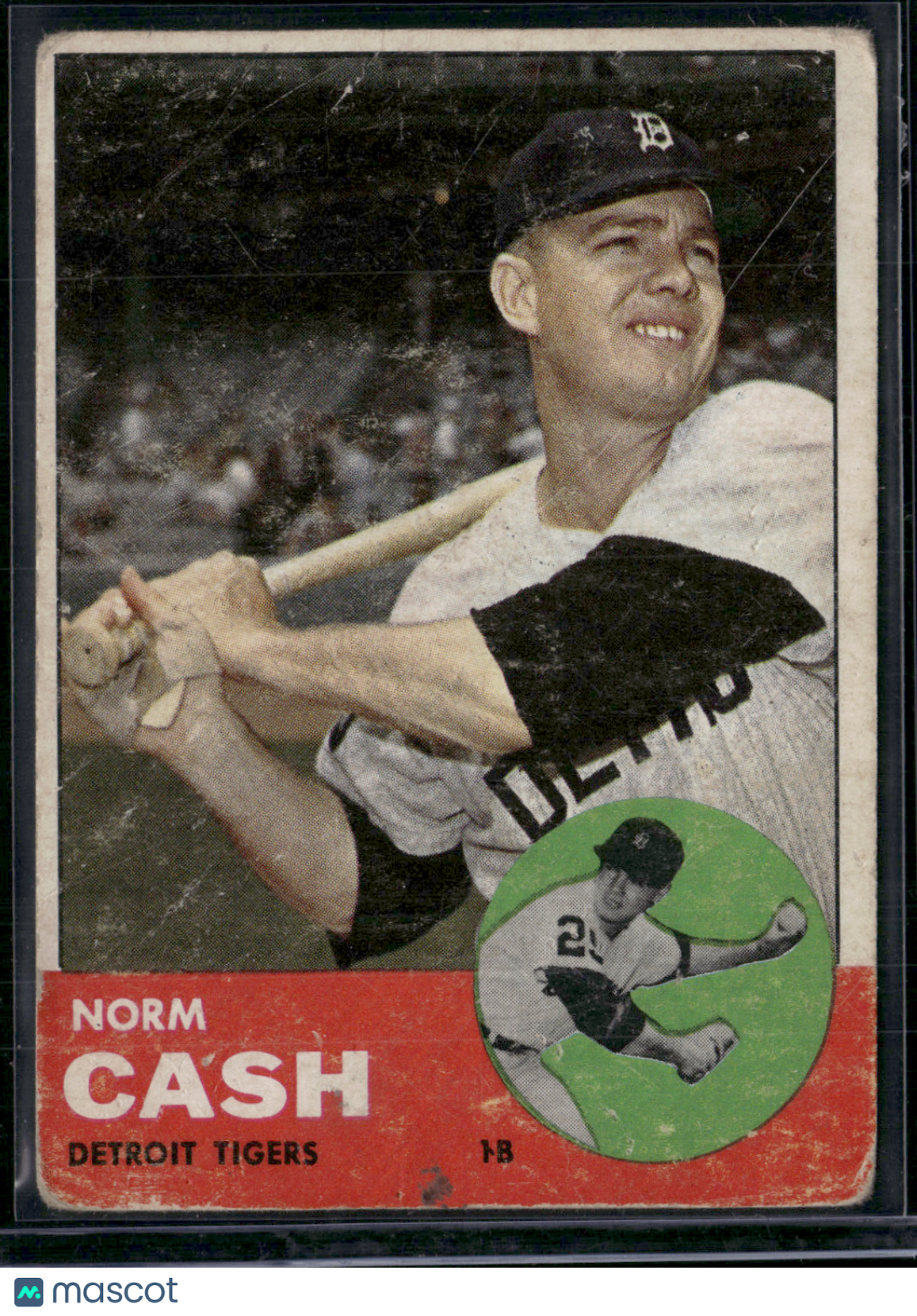 1963 Topps NORM CASH #445 Toning Light Scratches (Good)