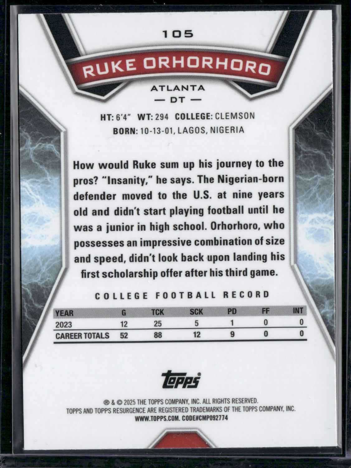 2024 Topps Resurgence RUKE ORHORHORO #105 Rookie Card RC