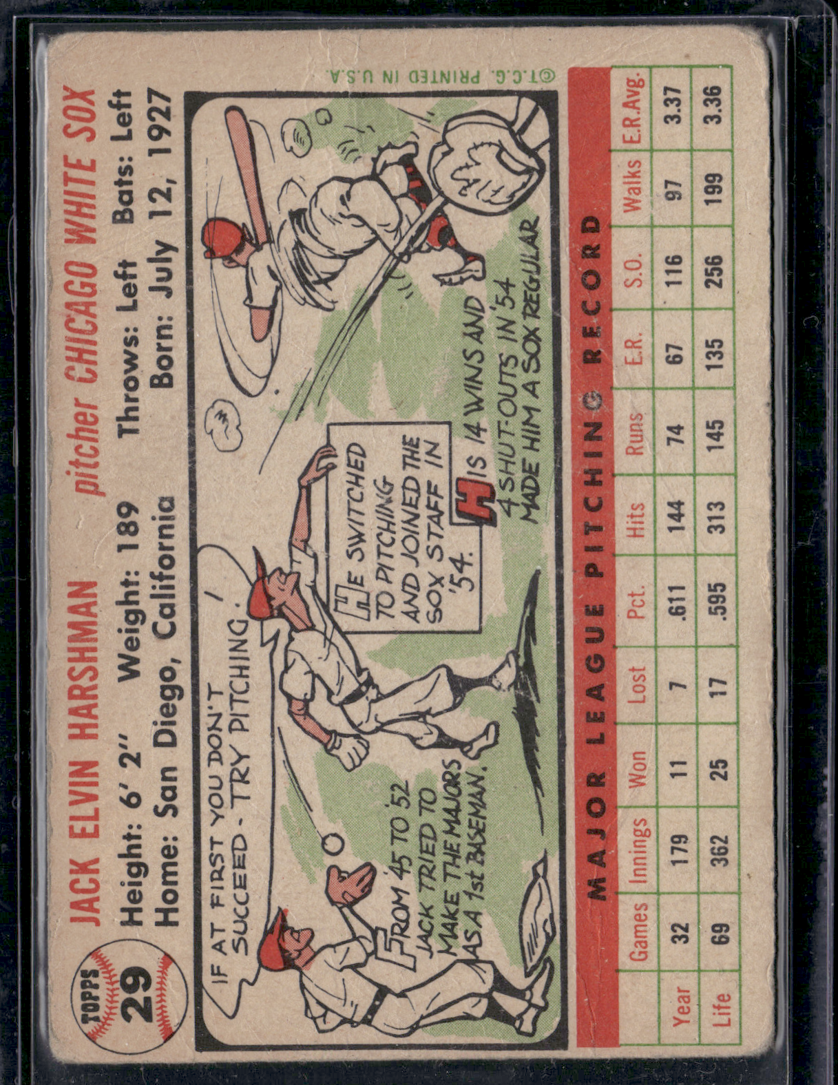 1956 Topps JACK HARSHMAN #29
