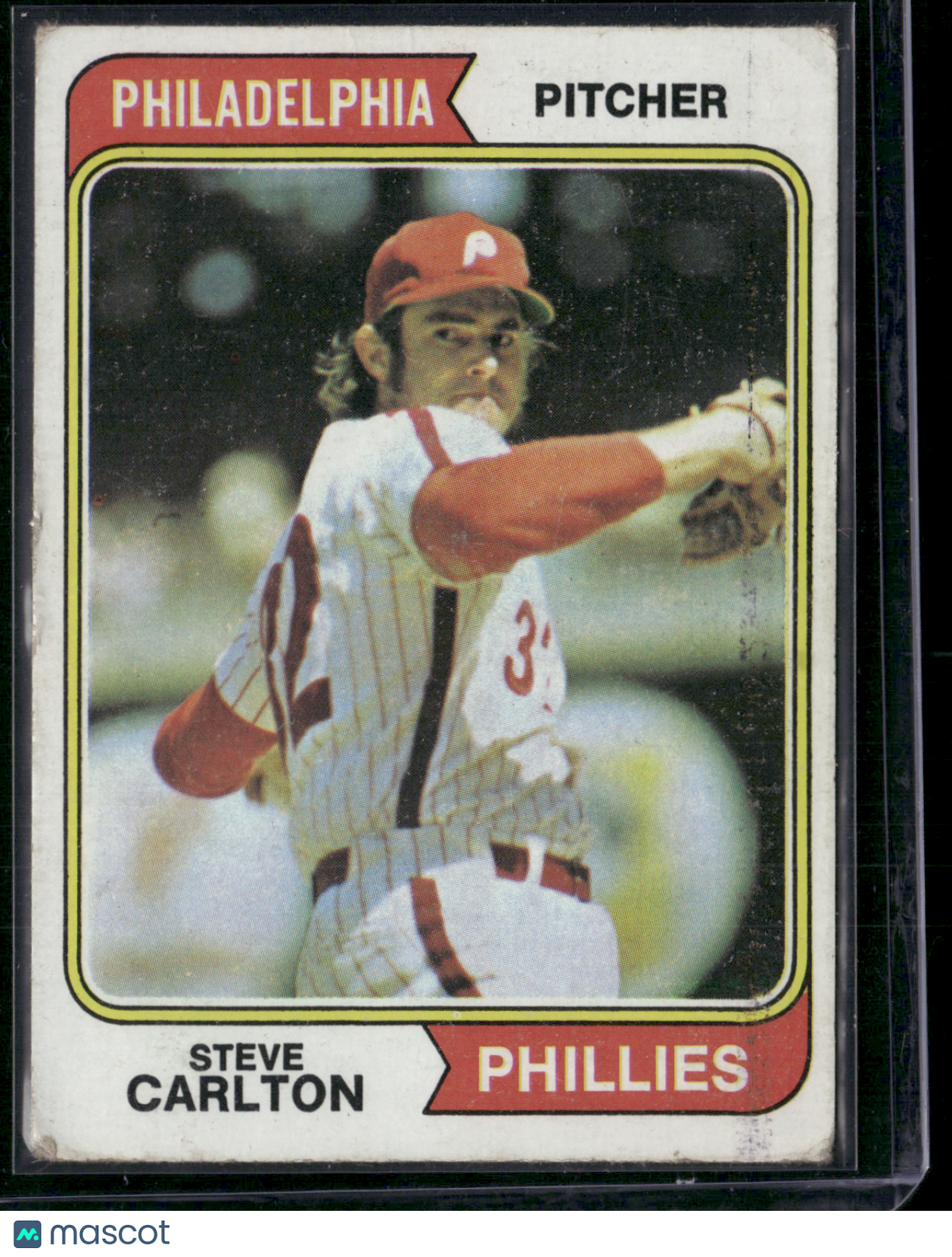 1974 Topps STEVE CARLTON #95 Print snow Slight Edge Crush (VG)