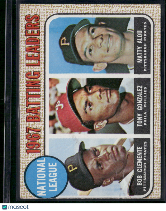 1968 Topps 1967 NL BATTING LEADERS #1- BOB CLEMENTE/TONY GONZALEZ/MATTY ALOU