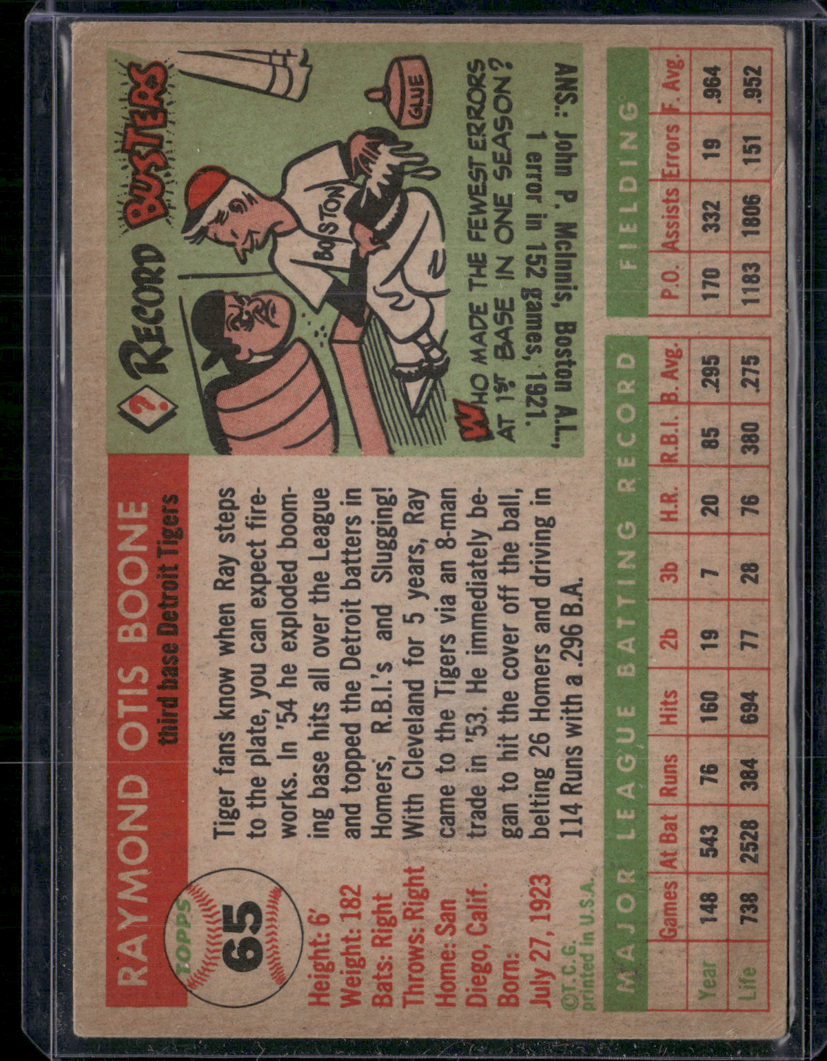 1955 Topps RAY BOONE #65 Wrinkles (VG-VG/EX)