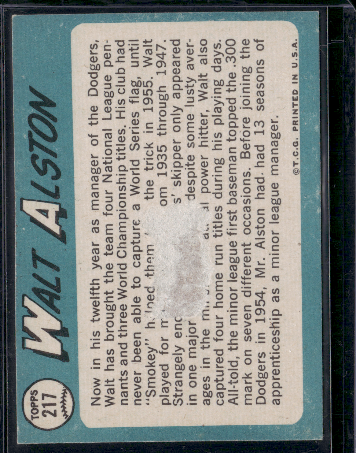 1965 Topps WALT ALSTON #217