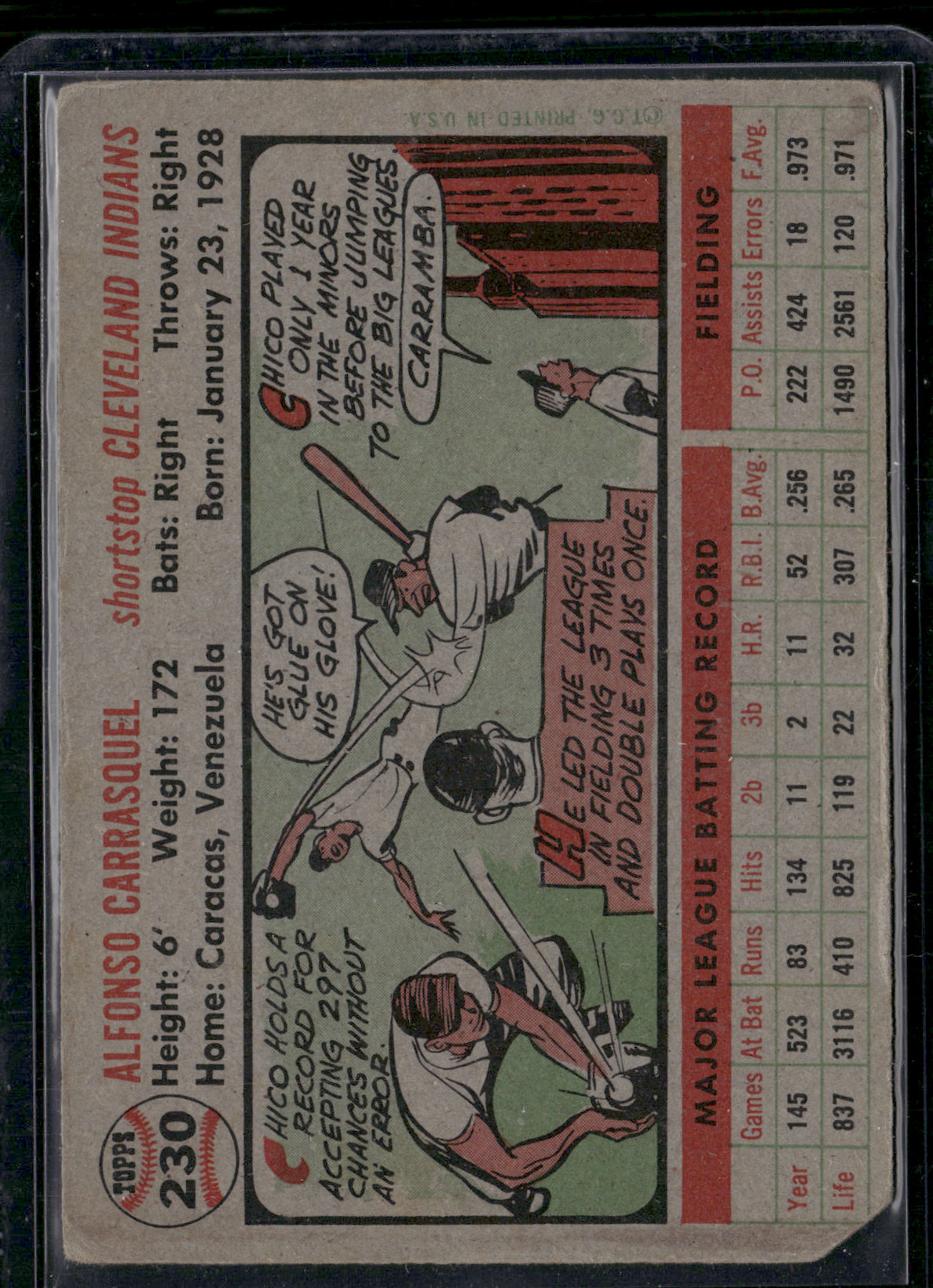 1956 Topps CHICO CARRASQUEL #230 Cut Corner