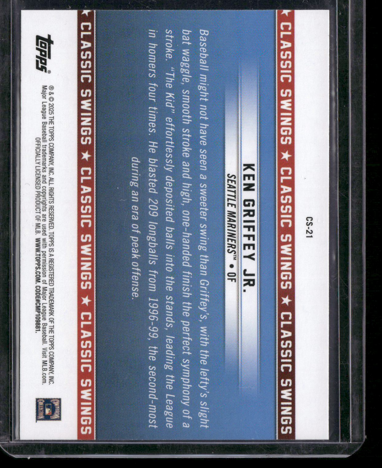 2025 Topps All Star KEN GRIFFEY JR #CS-21 CLASSIC SWINGS