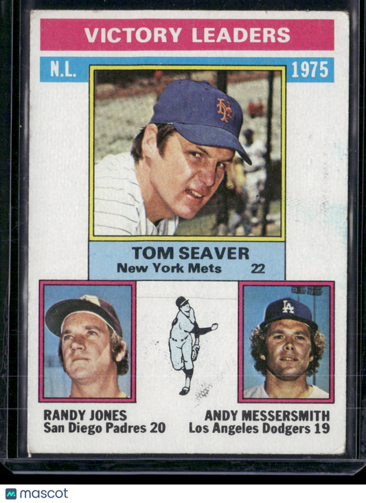 1976 Topps TOM SEAVER/MESSERSMITH/JONES #199 1975 NL Victory Leaders (VG/EX)