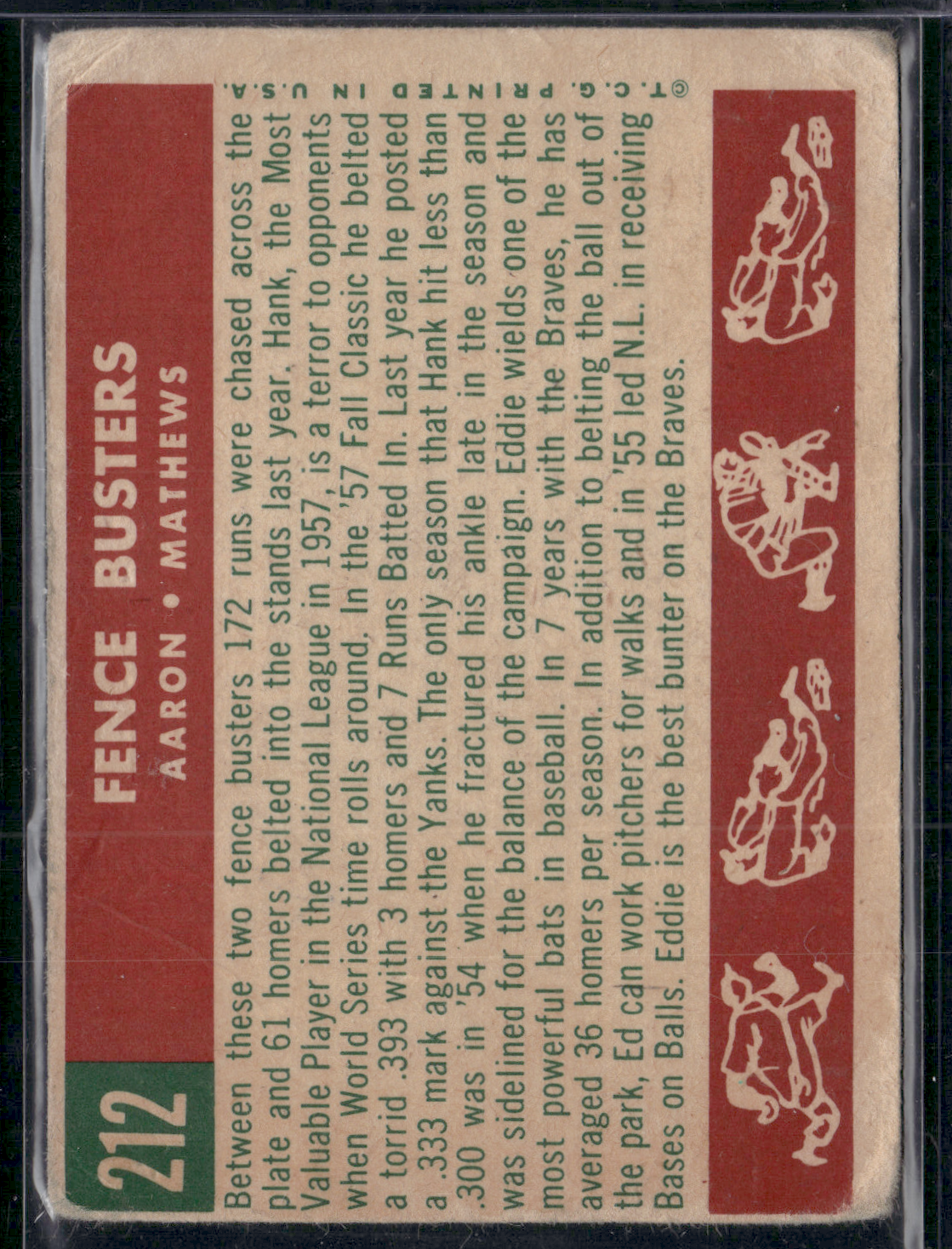 1959 Topps FENCE BUSTERS #212 - HANK AARON/ED MATHEWS