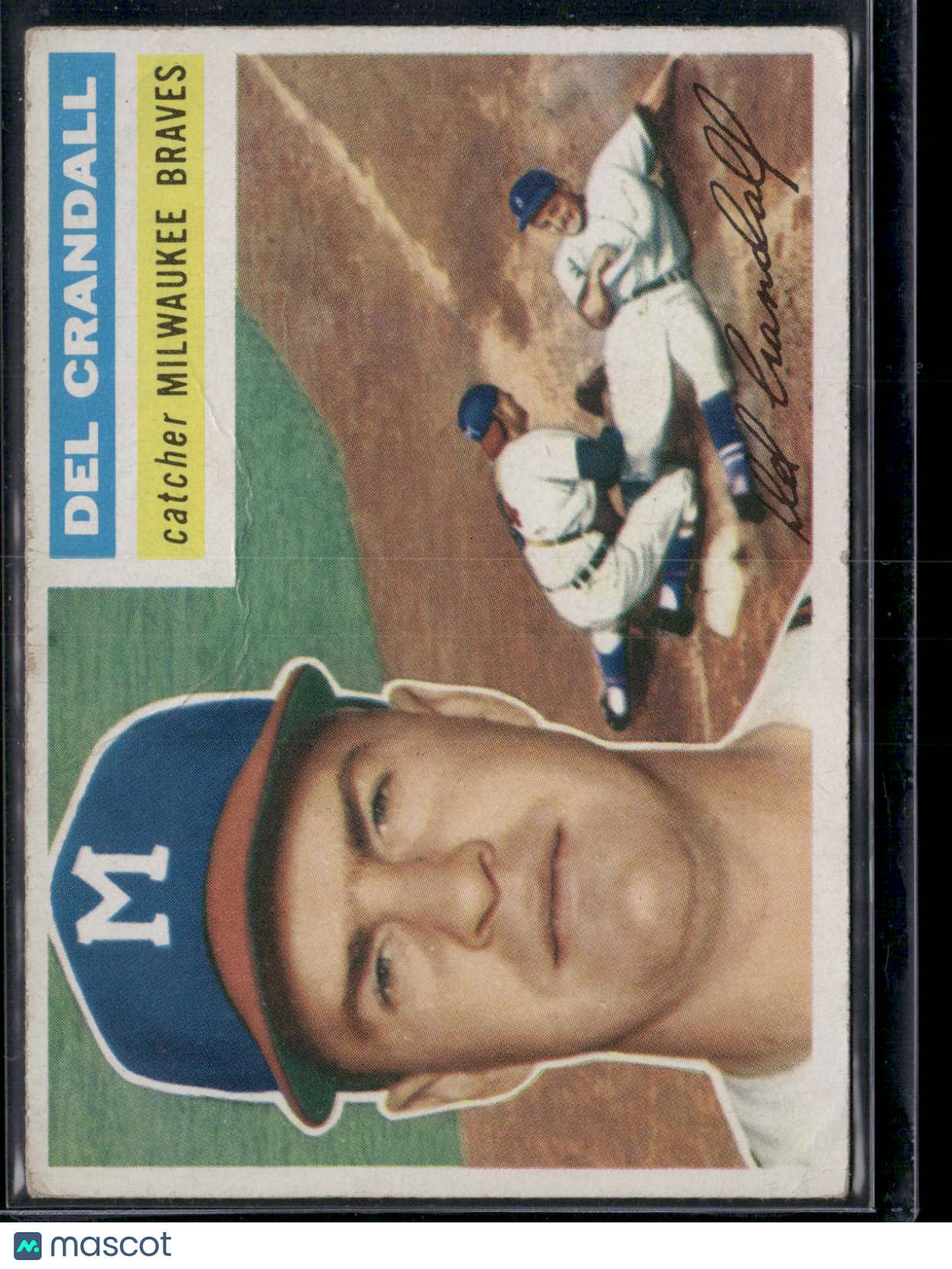 1956 Topps DEL CRANDALL #175 Wrinkles and pencil on back