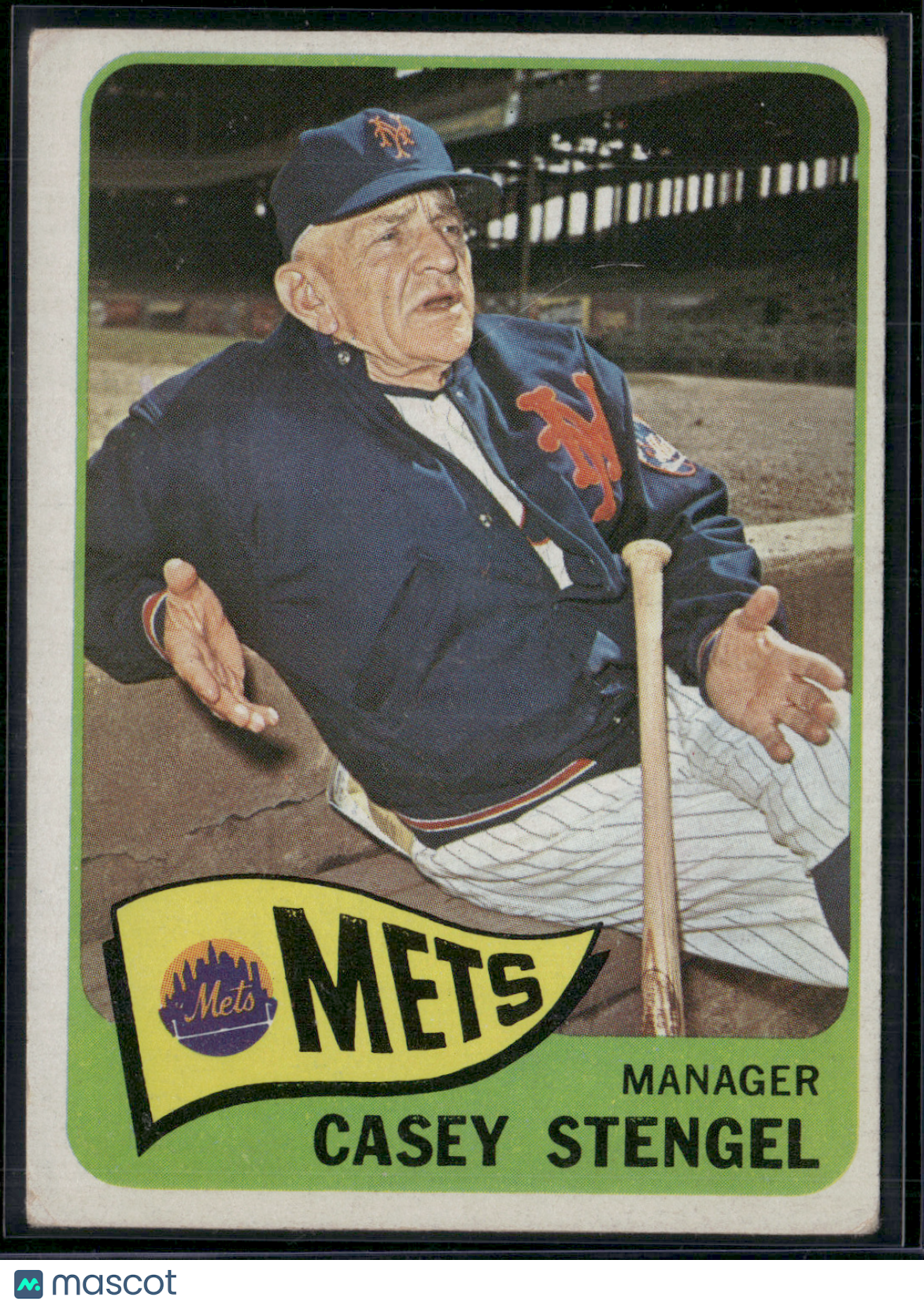 1965 Topps CASEY STENGEL #187 Staining on Back (VG/EX)