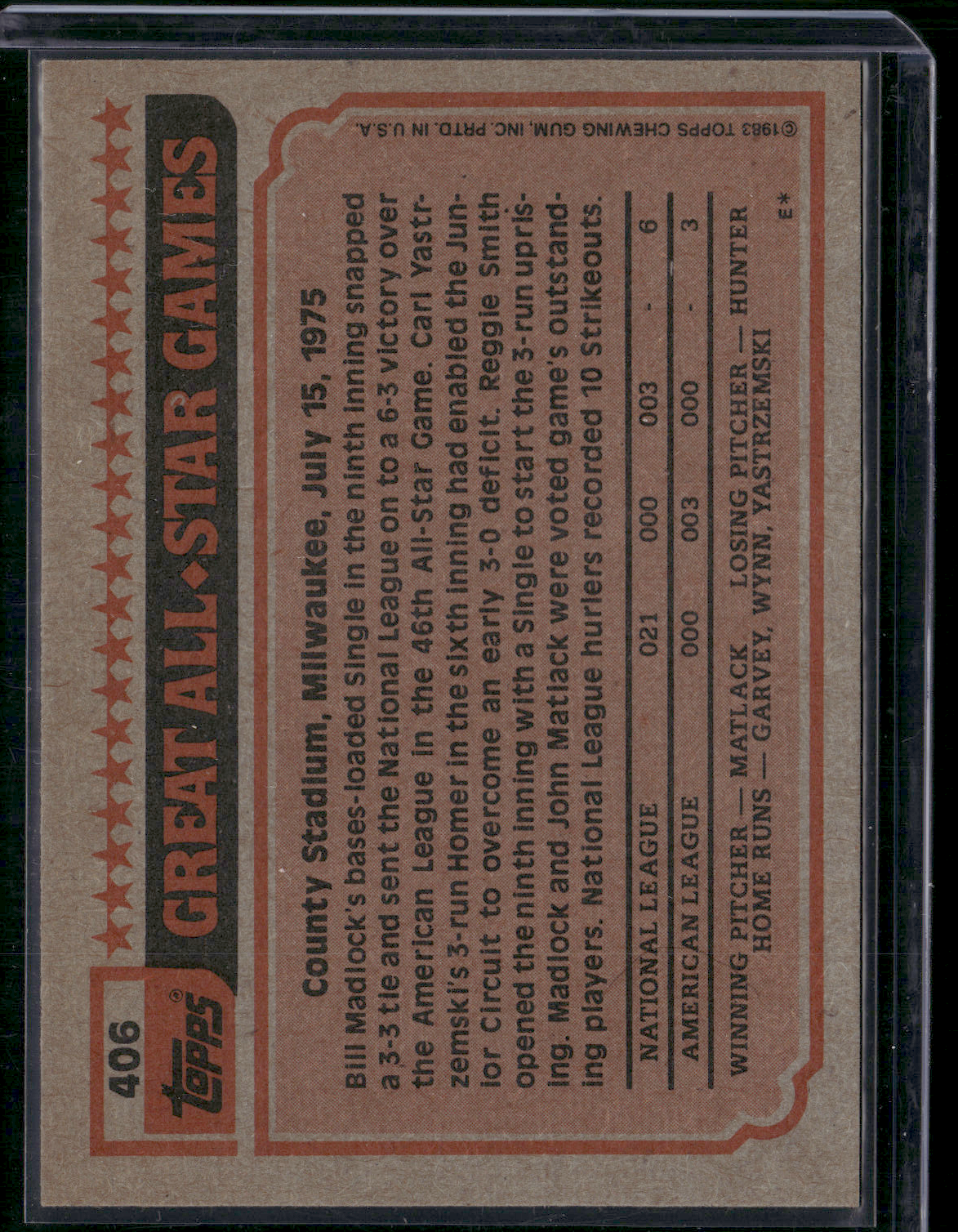 1983 Topps STEVE CARLTON #406 All Star (NM)