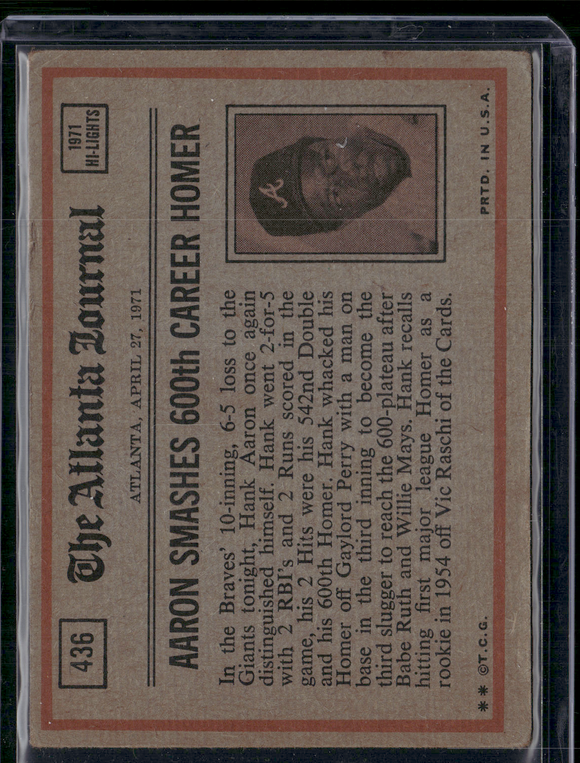 1972 Topps REGGIE JACKSON #436 In Action Staining (Good)