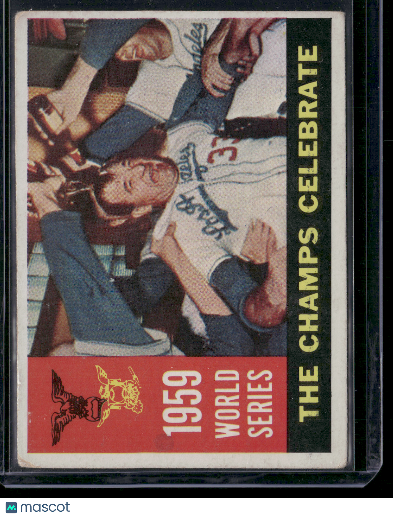 1960 Topps LOS ANGELES DODGERS #391 The Champs Celebrate LightStain on Front(VG)