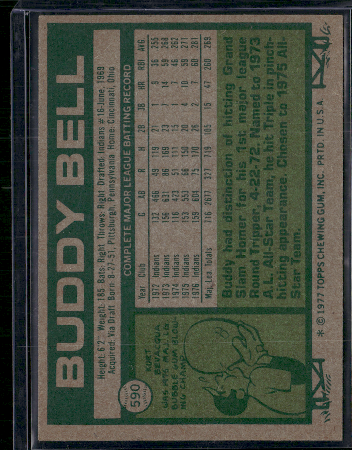 1977 Topps BUDDY BELL #590 (EX)