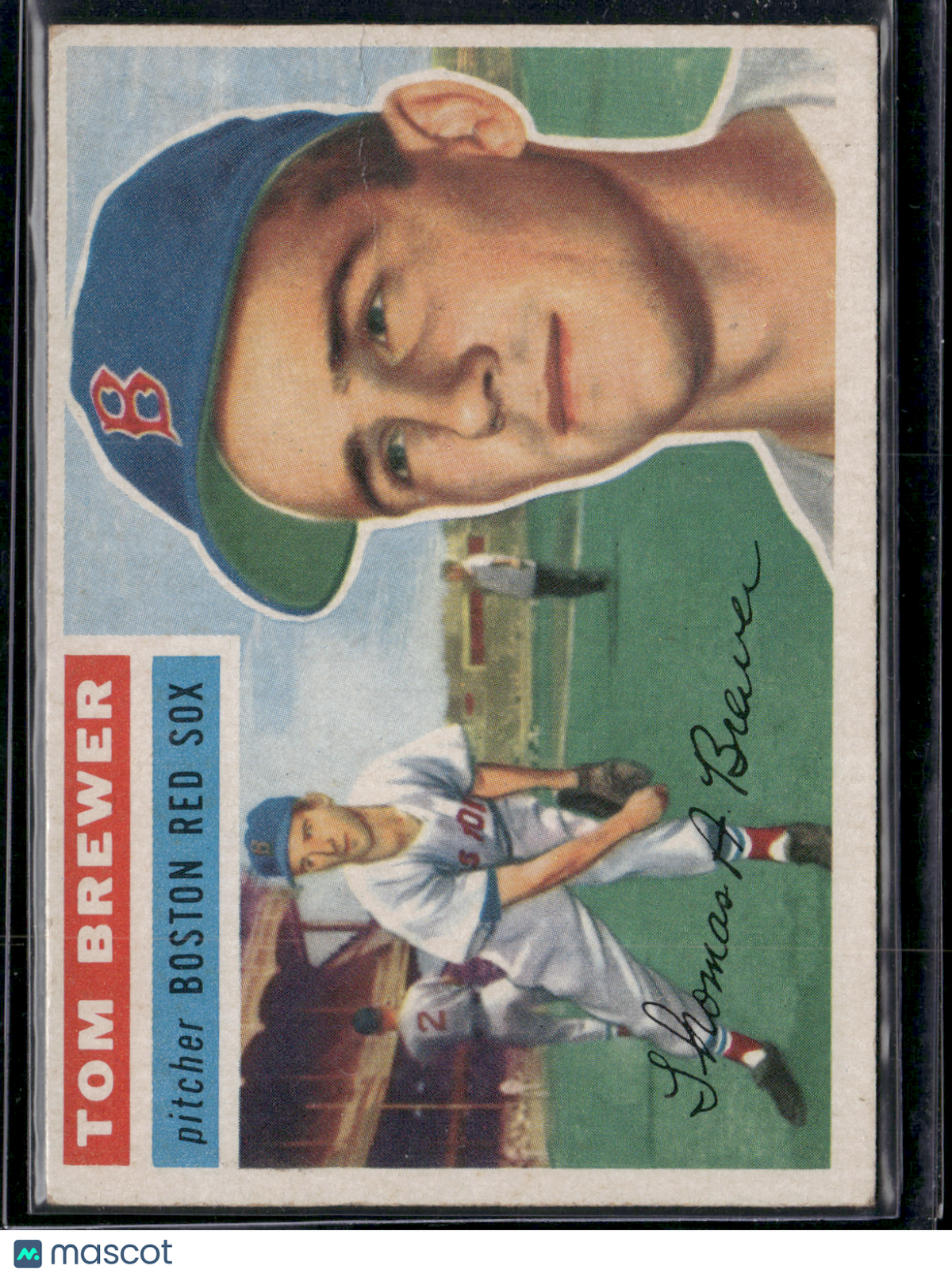 1956 Topps TOM BREWER #34 Light Wrinkle