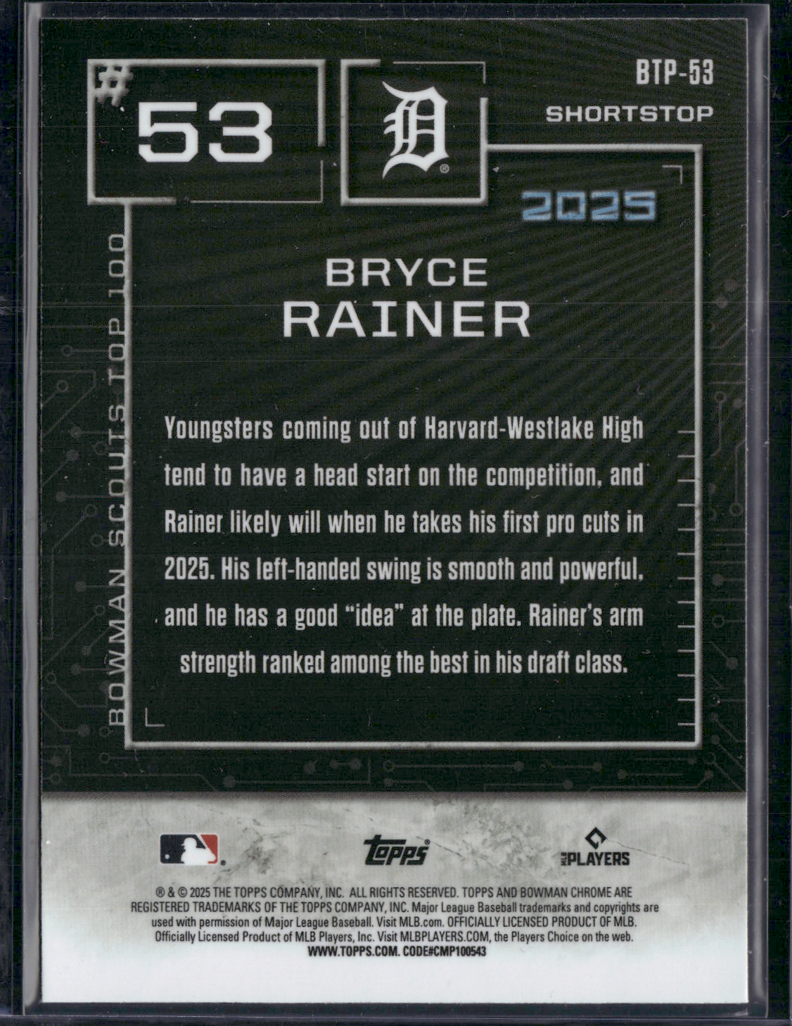 2025 Bowman BRYCE RAINER #BTP-53 Top 100 Chrome