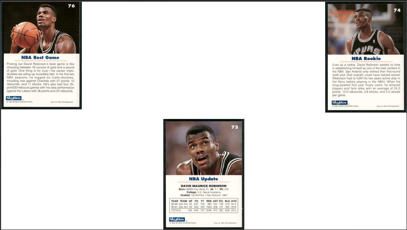 1992 Skybox DAVID ROBINSON Team USA 7 ~ CARDLOT (EX)