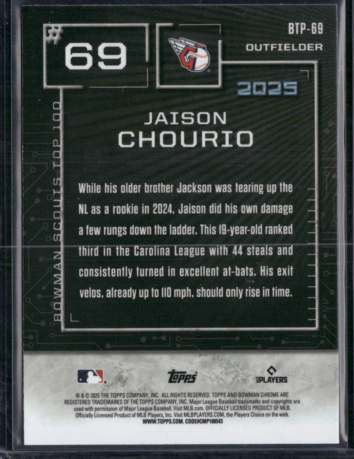 2025 Bowman JAISON CHOURIO #BTP-69 Top 100 Chrome