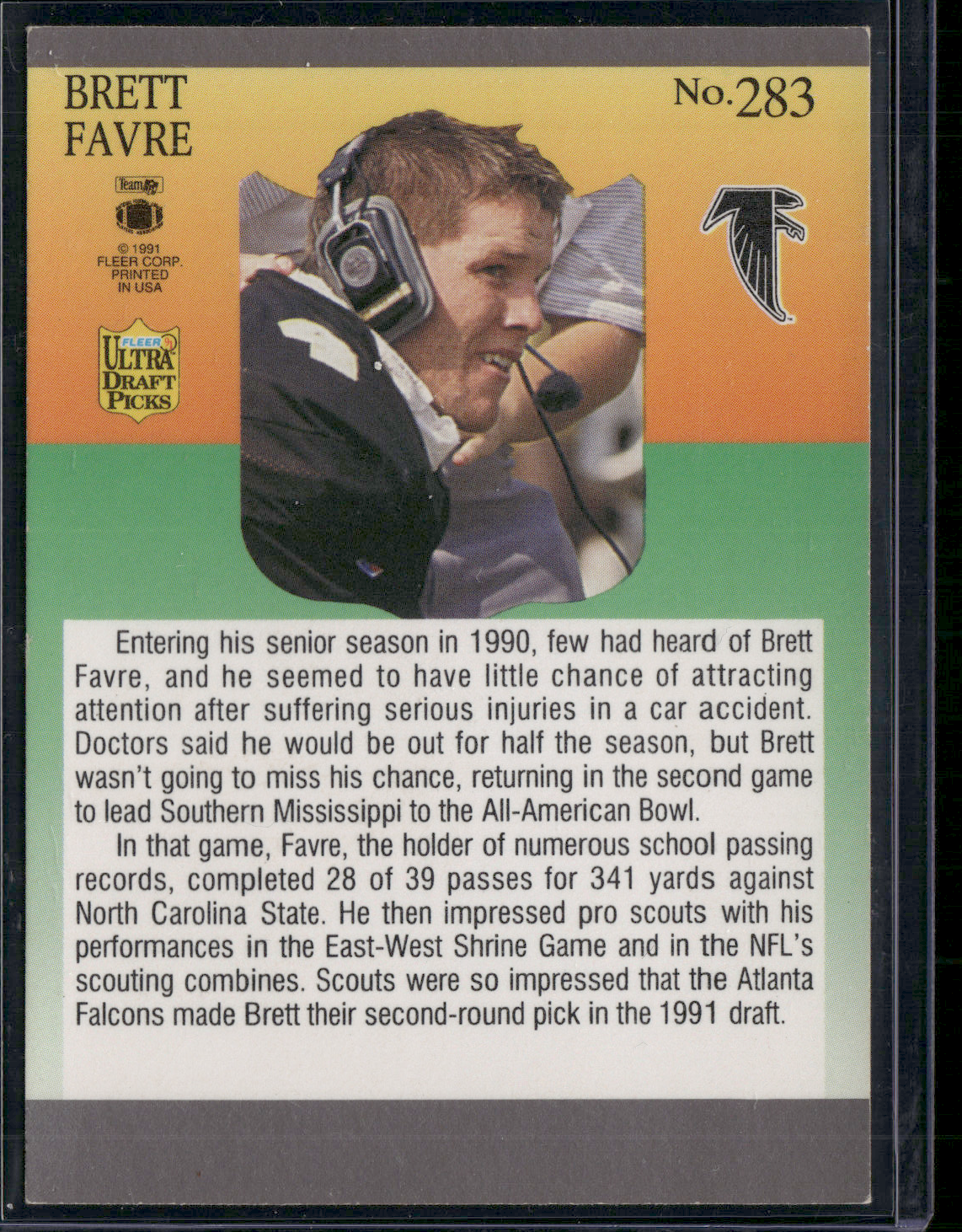 1991 Ultra BRETT FAVRE #283 Rookie RC (EX-EX/MT)