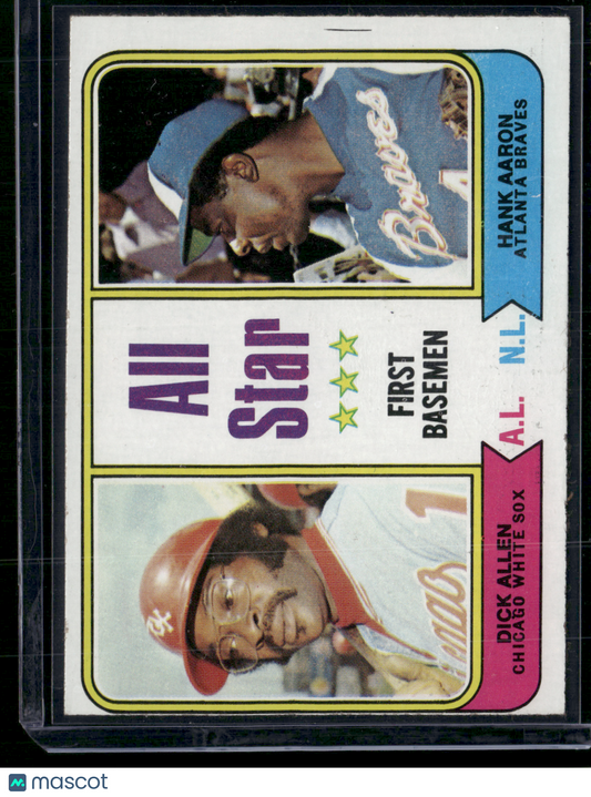 1976 Topps HANK AARON/DICK ALLEN #332 All Star First Basemen Rough BottomCut(EX)