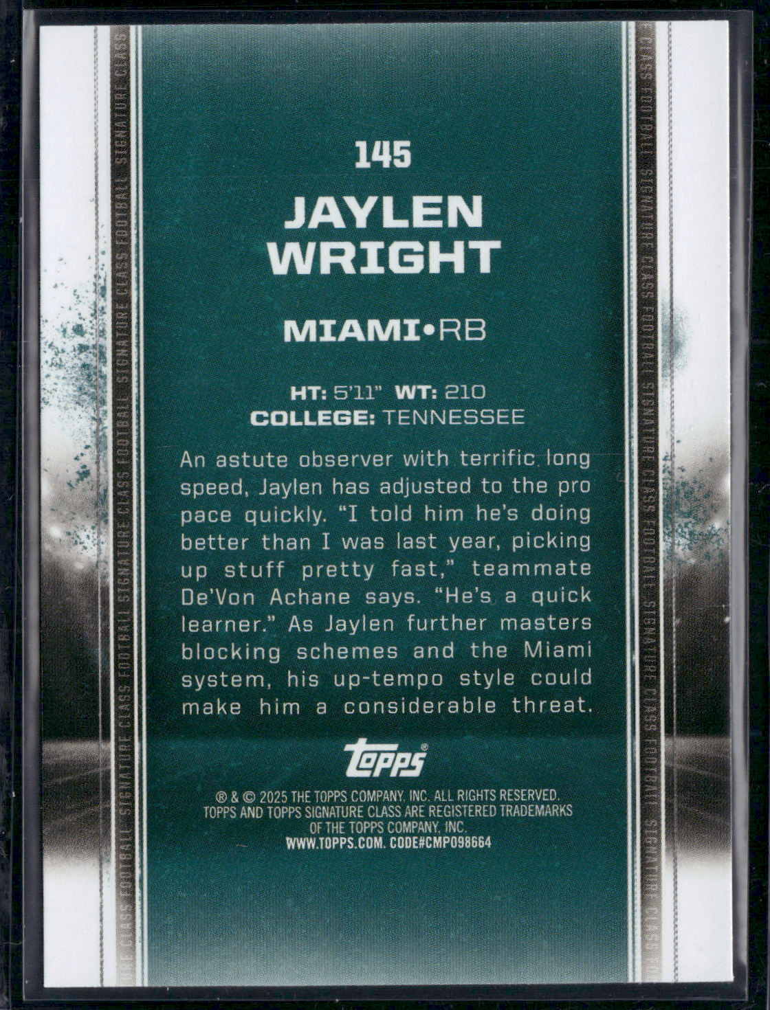 2024 Topps Signature Class JAYLEN WRIGHT #145 Rookie Card RC