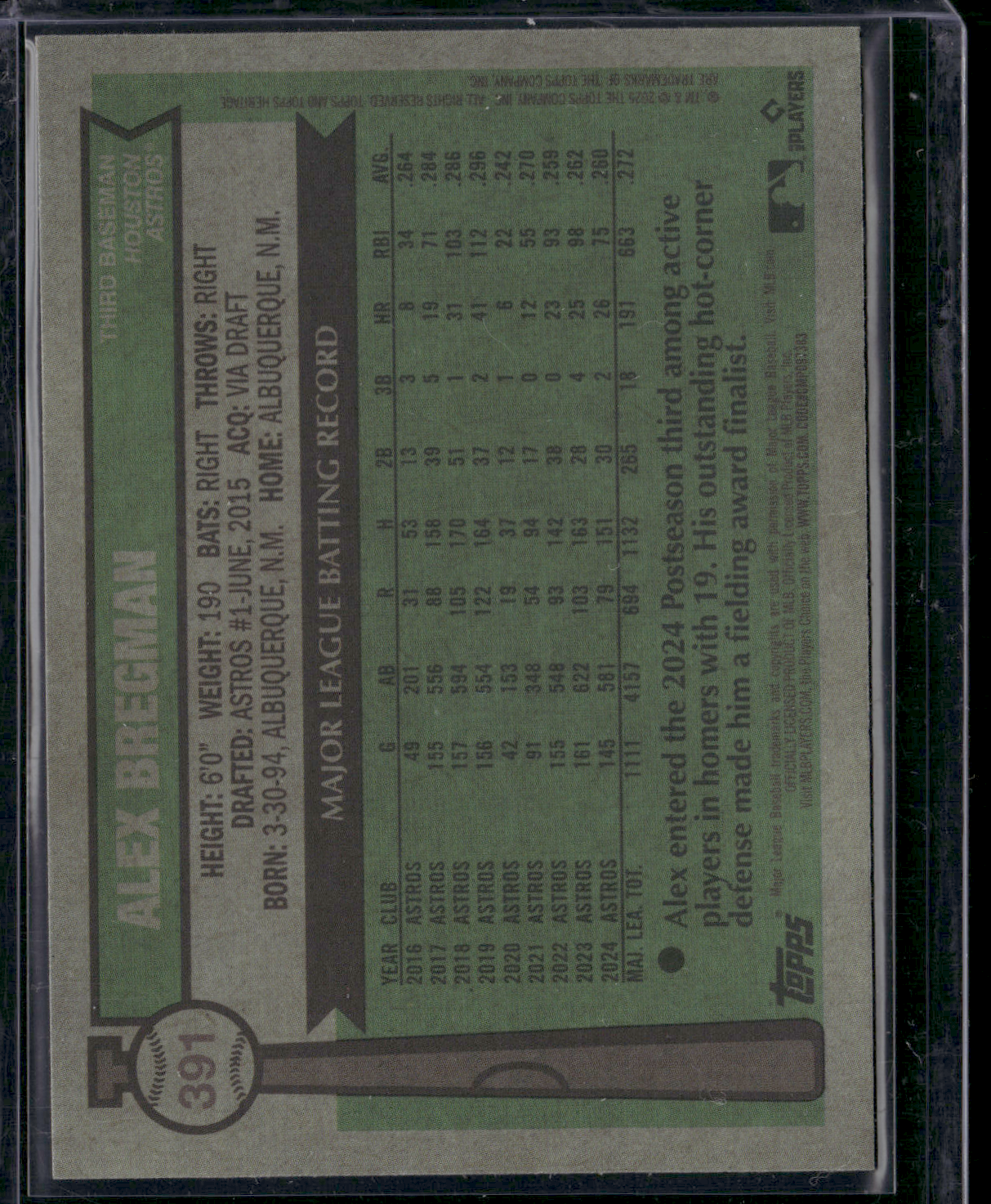 2025 Heritage ALEX BREGMAN #391 Blue Rainbow 109/150 (NM)