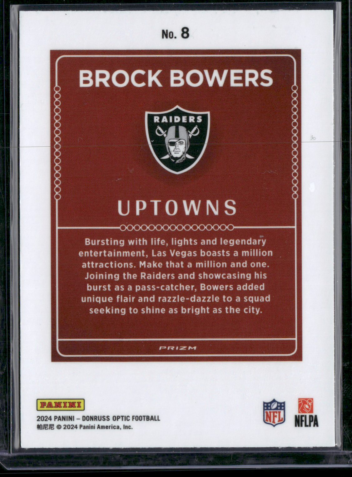 2024 Panini Donruss Optic Uptowns BROCK BOWERS #8 - CASE HIT Rookie Card RC