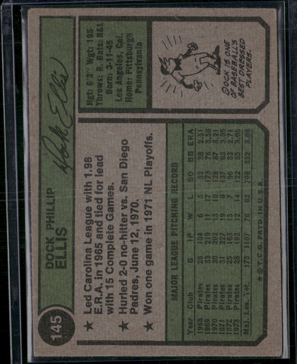 1974 Topps DOCK ELLIS #145 Miscut (VG/EX)
