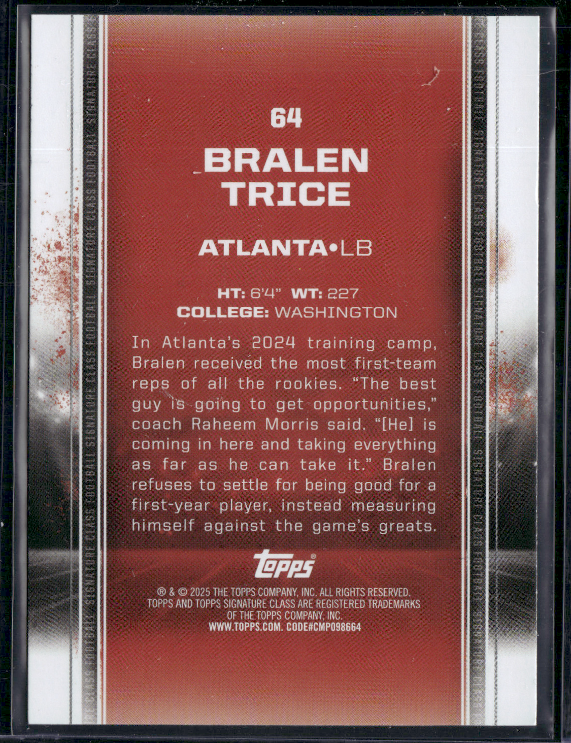 2024 Topps Signature Class BRALEN TRICE #64 Rookie Card RC