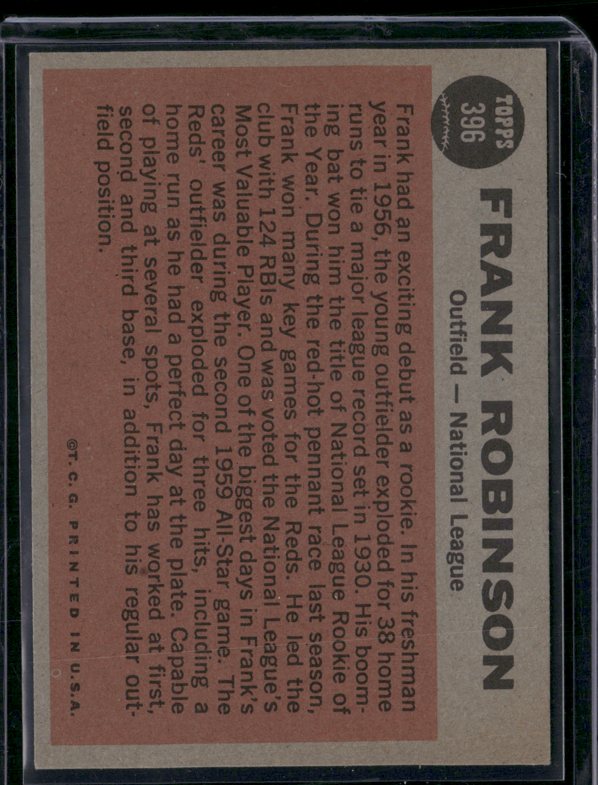 1962 Topps FRANK ROBINSON #396 All Star Light Wrinkle (VG/EX)