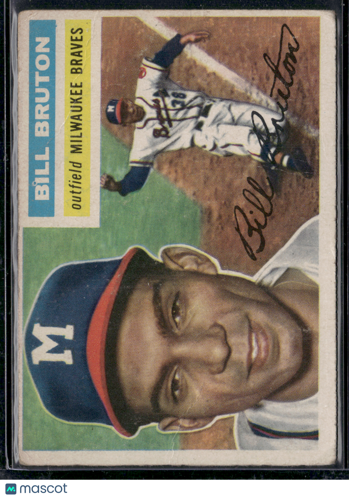 1956 Topps BILL BRUTON #185 Creasing and Wrinkling