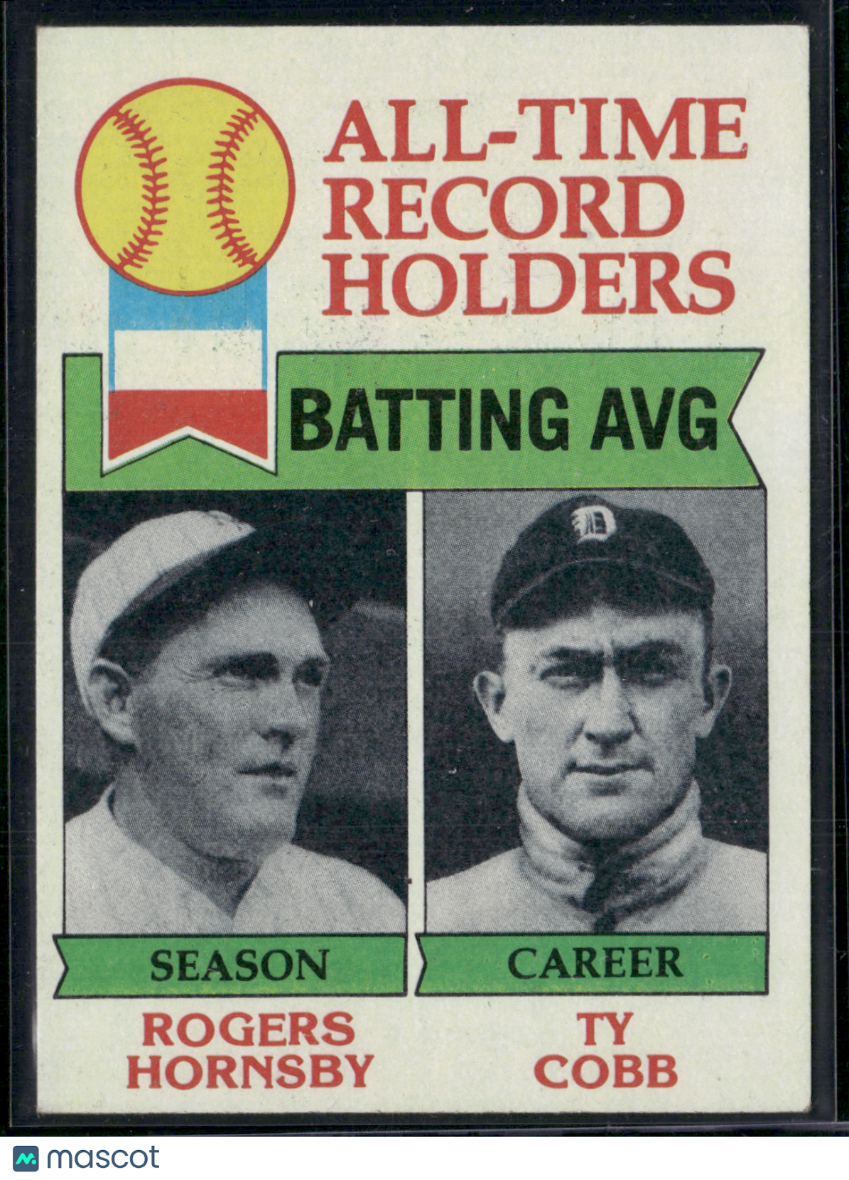 1979 Topps TY COBB/ROGERS HORNSBY #414 AllTime Record Holders BattingAverage(EX)