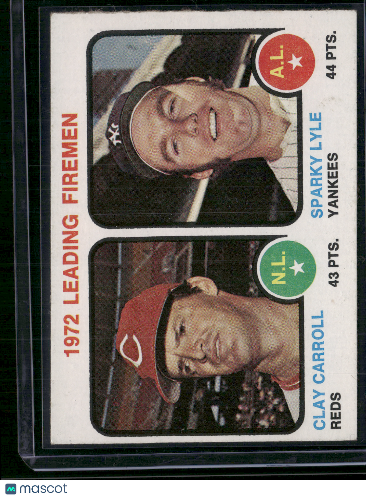 1973 Topps SPARKY LYLE/CLAY CARROLL #68 1972 Leading Firemen (EX)