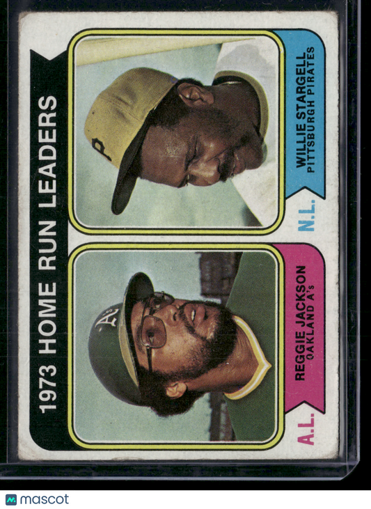 1974 Topps REGGIE JACKSON/WILLIE STARGELL #202 1973 HR Leaders (VG-VG/EX)