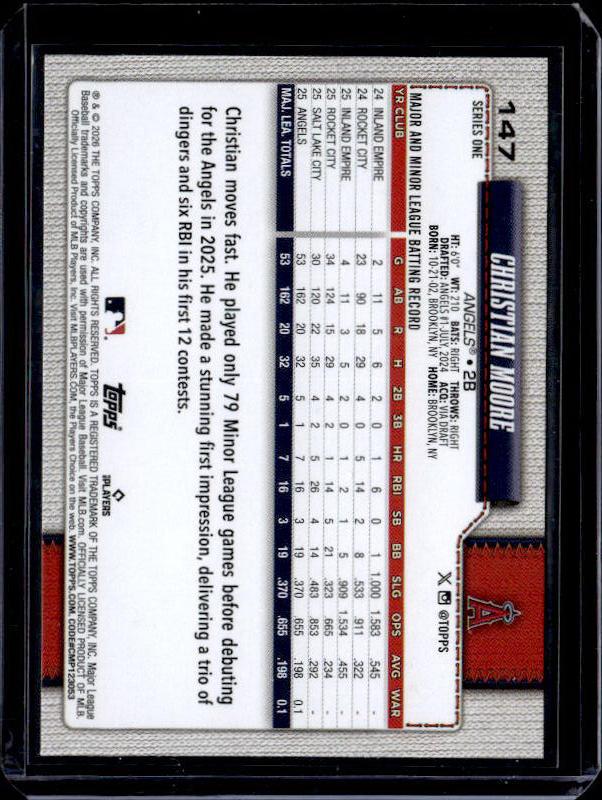 2026 Topps Series 1 CHRISTIAN MOORE #147 Rookie RC