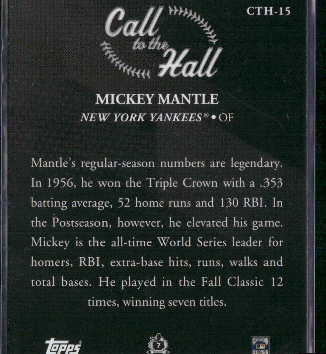 2025 Topps Series 1 MICKEY MANTLE #CTH-15 Call to the Hall