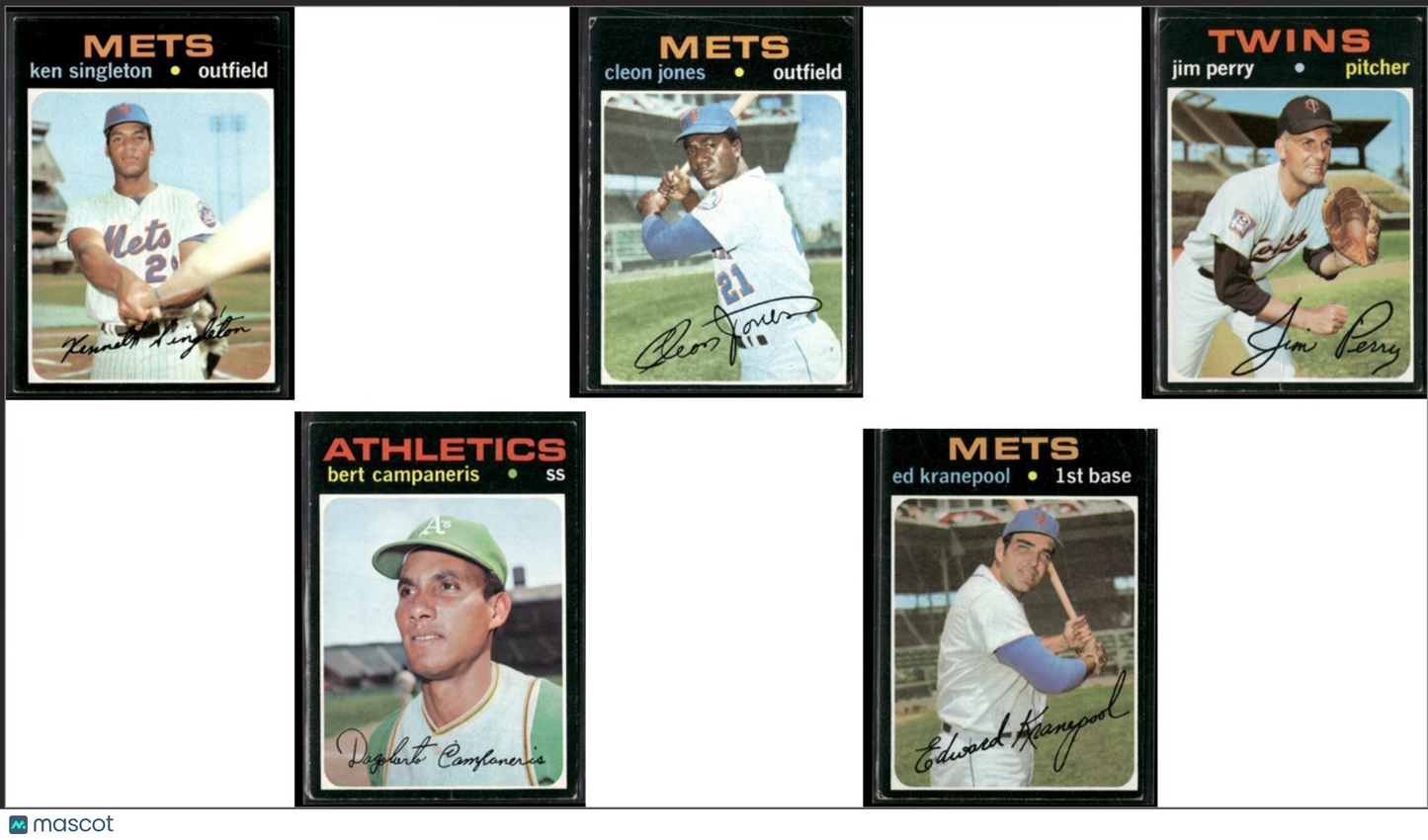 1971 Topps 5 CARDLOT Ken Singleton/Ed Kranepool (Good-VG)