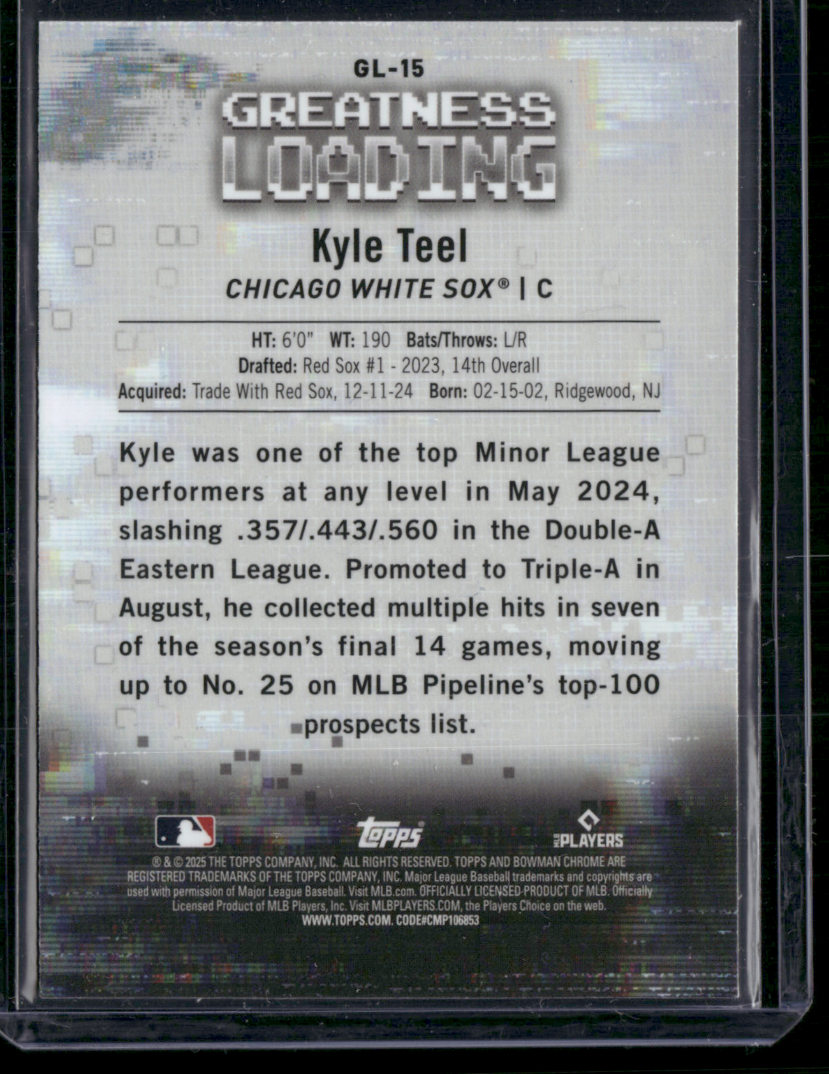 2025 Chrome KYLE TEEL #GL-15 Greatness Loading (NM)