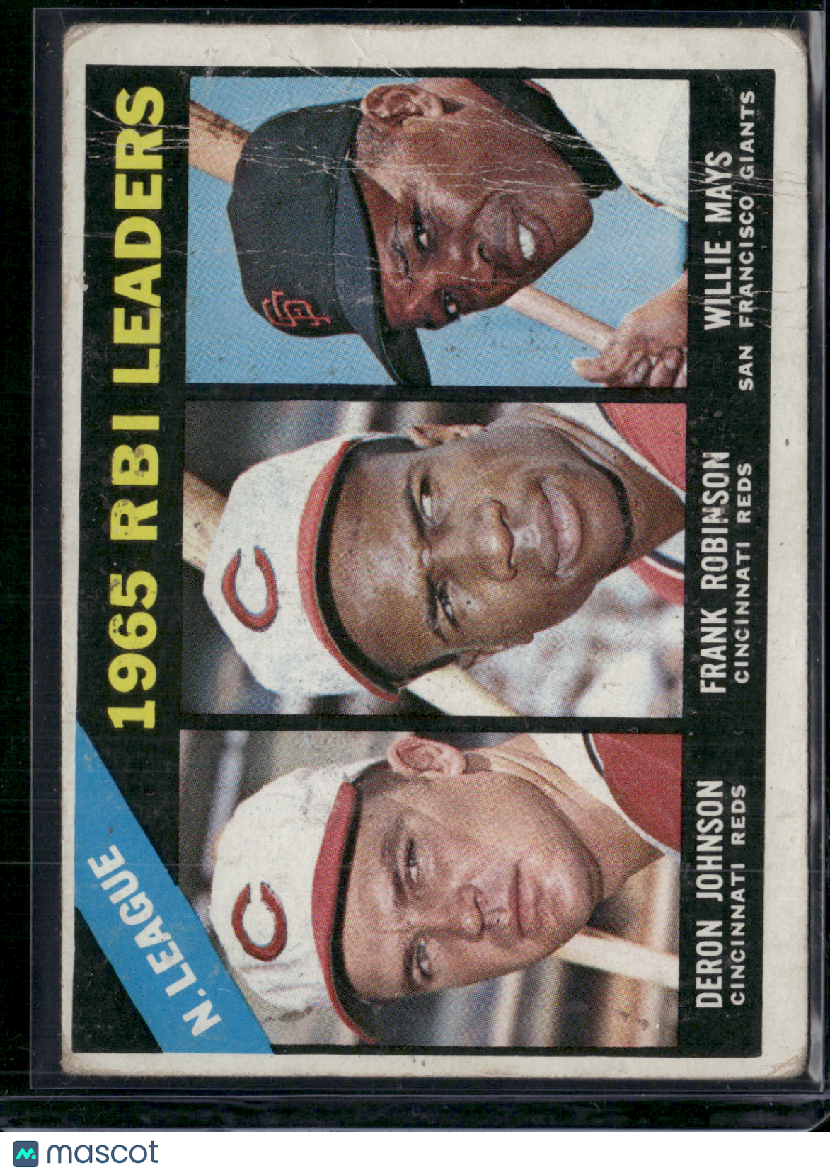 1966 Topps WILLIE MAYS/FRANK ROBINSON/DERON JOHNSON #219 1965 NL RBI Leaders(VG)