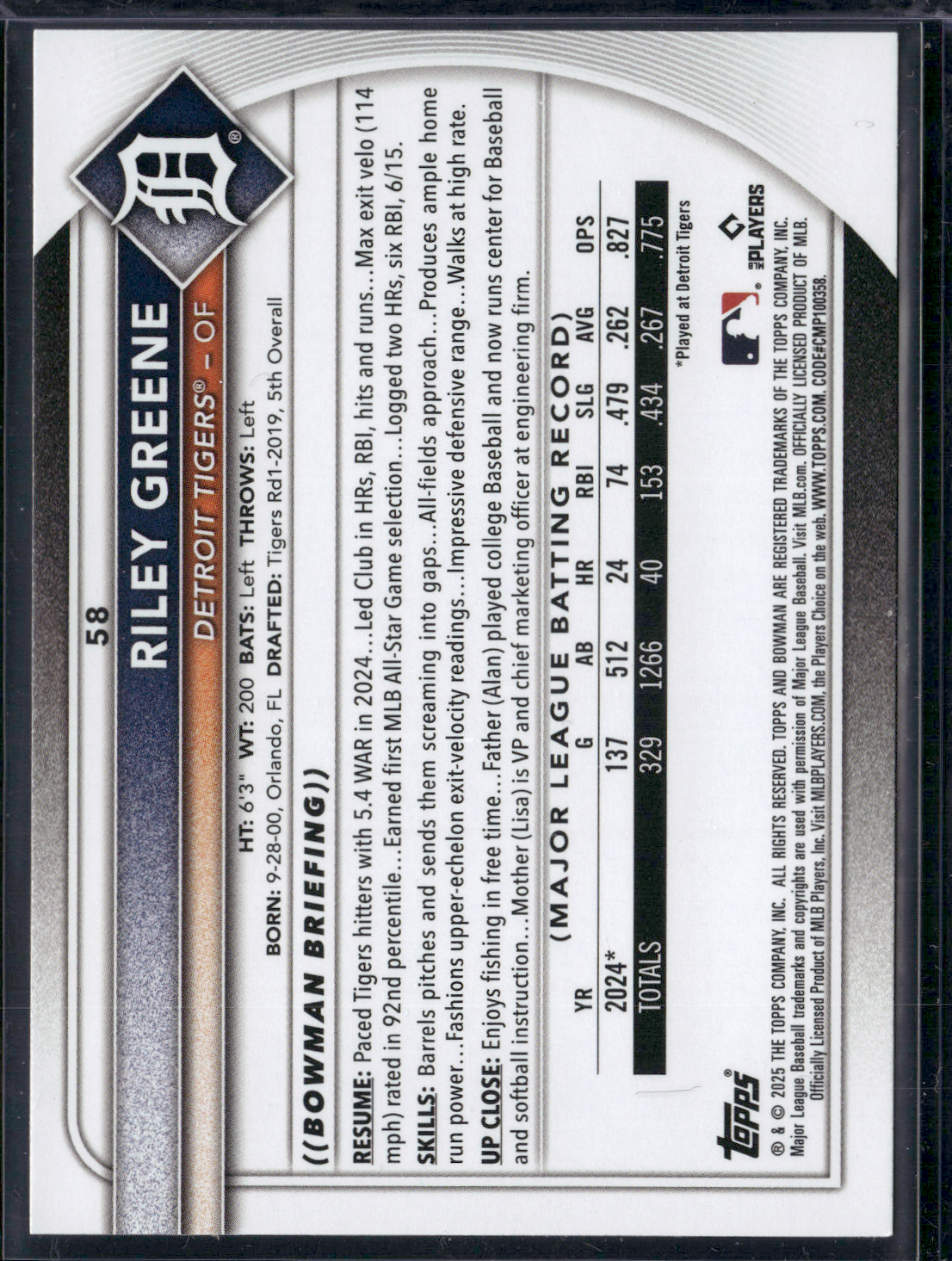 2025 Bowman RILEY GREENE #58