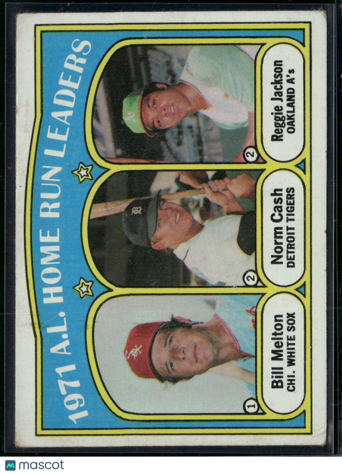 1972 Topps REGGIE JACKSON/NORM CASH/BILL MELTON #90 1971 AL HR Leaders (VG)