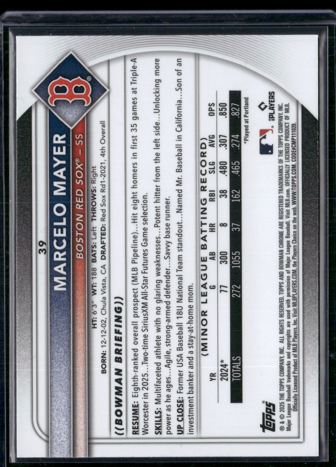 2025 Bowman Chrome MARCELO MAYER #39 Mega Rookie Card RC