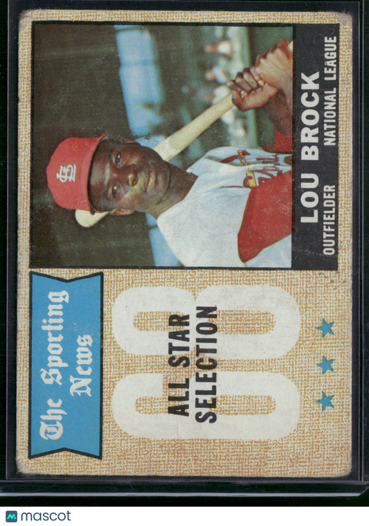 1968 Topps LOU BROCK #372 All Star - Wrinkles, Staining