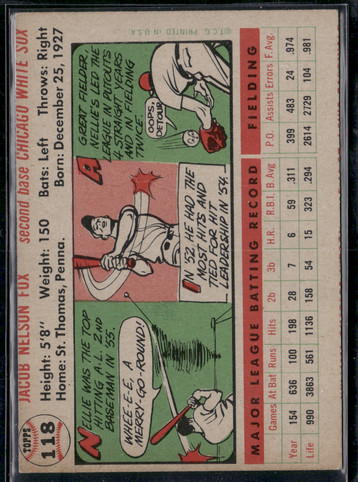 1956 Topps NELLIE FOX #118