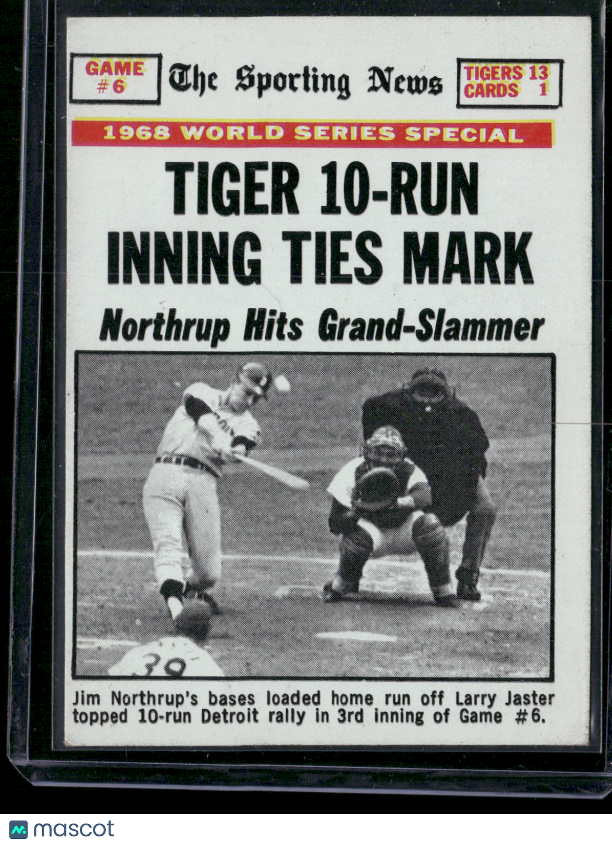 1969 Topps NORTHRUP HITS GRAND-SLAMMER #187 1968 World Series Special (VG)